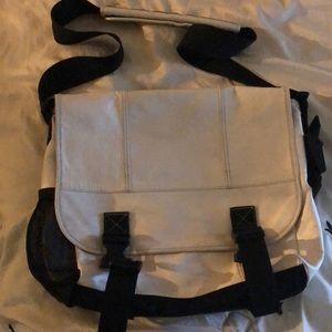 White leather computer bag